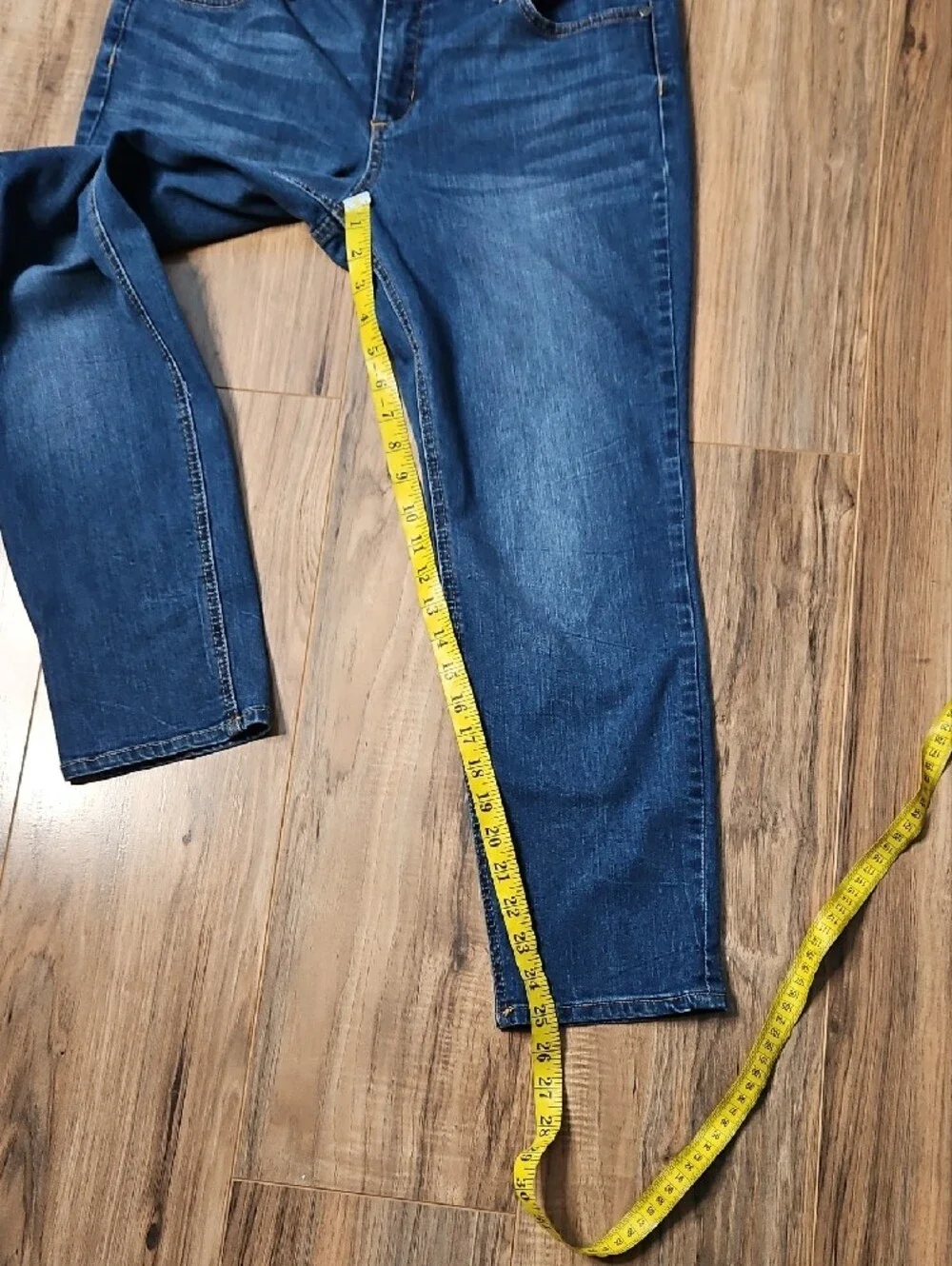 Code Blue Crop Women's Blue Embroidered Back-Pocket Jeans 12 Petite